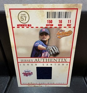 2005 fleer Authentix Jersey card, Johan Santana