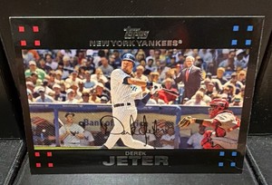 2007 Topps Derek Jeter short print with Mickey Mantle and President Bush