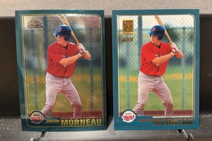 2001 Topps Chrome Traded & Topps Traded Justin Morneau Rookies