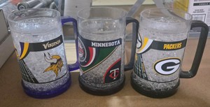 Lot of 3 Team Freezer Mugs  Minnesota Twins, Minnesota Vikings & Green Bay Packers
