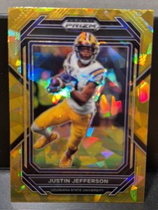 2023 Prizm Draft Yellow Cracked Ice Justin Jefferson #61