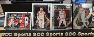 (4) Victor Wembanyama Cards Optic, Mosaic & Topps