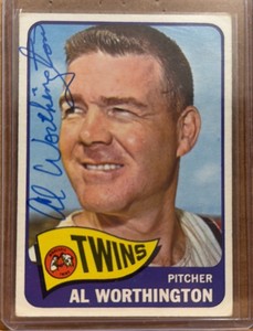 1965 Topps Al Worthington Autograph Minnesota Twins