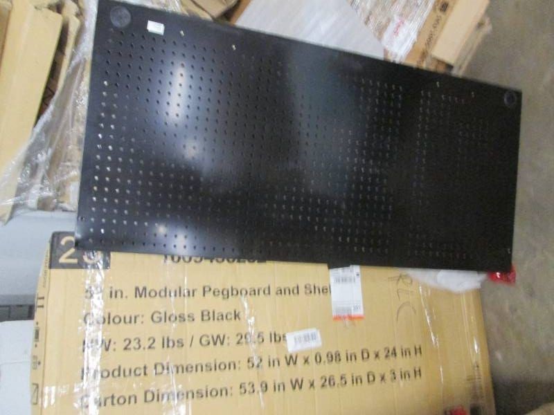 Husky 52 inch black metal pegboard and shelf