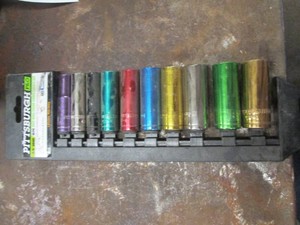 Pittsburgh Pro 38 drive 10 piece deep wall color coded socket set