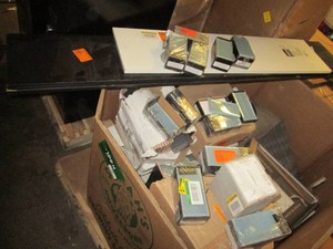 Large pallet of assorted flooring and shelf boards