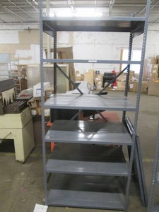 Metal storage shelf with 6 shelves, 3 x 2 foot and 7 feet tall