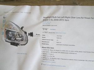 2008-2012 Nissan Rogue clear lens headlight bulb set