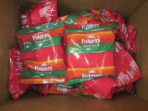 30 5.4 Oz packs of Folgers decaff coffee ground dated June 26