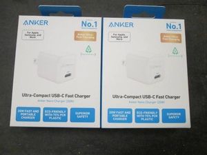 2 Anker compact USB C fast chargers