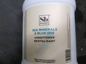 Gallon jug of sea minerals and blue iris conditioner