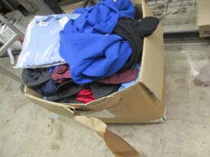 Large box of assorted clothing, most new without tags
