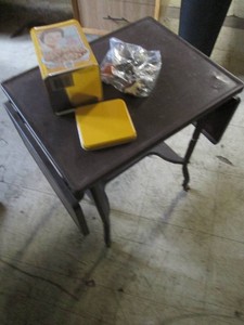 Vintage metal cart and tin of toys