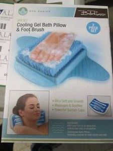 Bella Russo cooling gel bath pillow and foot brush