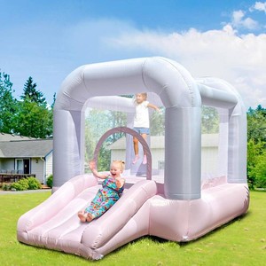 $170 9FT Kids Bounce House with Safety Handrail for Toddlers 2-6, Foldable IndoorOutdoor Jumper for Backyard & Playroom, Encourages Active Play & Balance Development (PinkPurple)