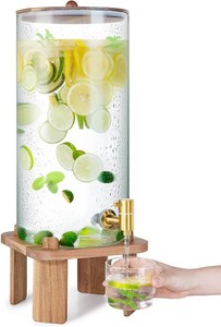 12L Extra Large Drink Dispenser for Parties,Beverage Dispenser with Stand  3 Gallon Glass Water Drink Dispenser with Airtight Valve,Lemonade Dispenser for Fridge,Water, Juice,Cocktails,Ice Tea&Sun Tea