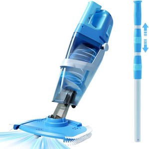 $140 Cordless Pool Vacuum Above & Inground Pools, Powerful 1590 GPH Suction,Handheld Telescopic Pole up to 85.45, 1H Runtime, 2L Debris Bin, Rechargeable Pool Cleaner for Spas & Hot Tubs