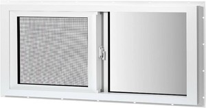 Vinyl Basement Sliding Window, 24 x 12 White  Removable Glass Pane, Double Pane Insulated Tempered Glass, and Mesh Screen for Basement Bathroom Home RV Garage