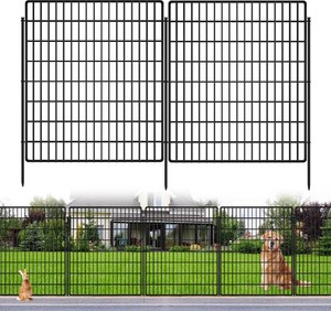 10 Panels Garden Fencing Animal Barrier, 33 in(H) X 24 ft(L) Dog Fence Outdoor for Yard Rustproof No Dig Decorative Tall Garden Fence Metal Wire Panel Border Patio Rabbit Temporary Ground Stakes