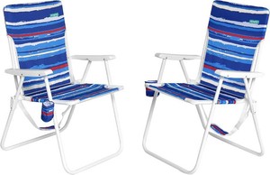 SunnyFeel 15 Tall Folding Beach Chair for Adults 2 Pack, Oversized Portable High Seat Sand Chair Heavy Duty 300 LBS, Foldable Camping Lawn Chairs for CampOutdoorTravelPicnicConcertSports