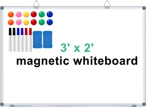 H-Qprobd 3 x 2 Magnetic Whiteboard Large Dry Erase White Board 36x24 Aluminum Presentation Whiteboard with Long Pen Tray, 6 Markers, 2 Erasers &12 Magnets