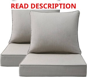 $170 Unimatta Sunbrella Outdoor Patio Chair Cushions Set, 24 x 24(24x24 Back), Set of 2, Water-Repellent, Fade Resistant, Deep Seat Bottom and Back Cushion for Backyard, Couch, Sofa, Specrtum Pebble