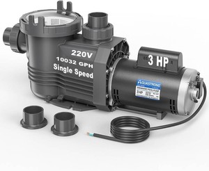$349 Aquastrong Riptide Series 3 HP InAbove Ground Pool Pump, 220V Single Speed, Up to 10,032 GPH High Flow, Pure Copper Motor, Energy Efficient, Self Priming with Filter Basket