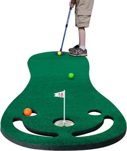 KOFULL Putting Green Mat Set-Mini Golf Set for IndoorOutdoor Golf Putting  Backyard Golf Game with 78 x 24 Golf Putting Mat (Mini Golf Course), Adjustable Putter, 3 Balls, Training Aid Cup & Flags
