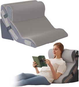 Ahpmeoa 3PCS Wedge Pillow Set for After Surgery, Back Pillow for Bed Sitting up, 10-in-1 Foam Wedge Pillow for Acid Reflux & Back Pain Relief, Post Surgery Pillow for GERD & Snoring, Grey