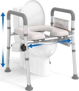HOMLAND Toilet Seat Riser for Seniors with Adjustable Height & Width, 400lb  Padded Seat, Durable Aluminum Frame, Slip-Resistant Feet, Handicap Elevated Raised Toilet Seat for Elderly, Fit Most Toilet