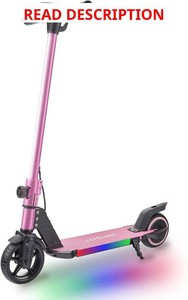 $165 Electric Scooter for Kids Ages 6-12, 150W Motor, 4711 Mph, 60 mins Ride Time, Adjustable Speed, LED Display, Colorful Lights, Electronic Brake, Foldable Kids Electric Scooter  UL2272 Certified(Pink)