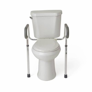 Medline Toilet Safety Rail with Adjustable Height, Toilet Assist and Grab Bar, Silver and Gray