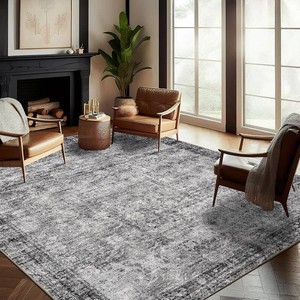$139 CHAMPLANT Washable Area Rug 9x12 Retro Boho Design Non-Shedding Easy Care Ideal for High Traffic Areas in Living Room Bedroom Office Coffee Table Kitchen Large Carpet