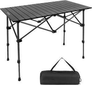 Byliable Folding Camping Table, Portable Aluminum Adjustable Height, Black  Roll-Up Camp Lightweight table with Carry Bag, 9 lb Weight, 21.7-29.5 Height, Outdoor for Camping, Picnic and BBQ