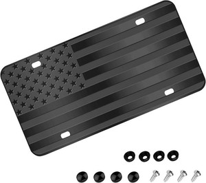 American Flag Front License Plate,Decoration License Plate with 4 Holes  Aluminum Metal 3D Embossed Patriotic Gift US License Plate with Screws Caps, 612 inches Car Decor Accessory
