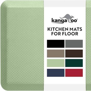 KANGAROO Anti Fatigue Mats for Kitchen Floor, Reduce Foot, Knee, Back Pressure, 34 Inch Thick Cushioned Ergonomic Mat, Waterproof Comfort Rug for Under Sinks, Standing Desk, Stores, 20x32, Sage Green