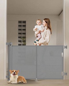 Miumoon 59 inch Reinforced Retractable Baby Gates 34 inch Tall  Retractable Dog Gate with No Crawl Through Reinforced Strip, 5 FT Retractable Gate for Stairs,Doorways,Hallway,IndoorOutdoor