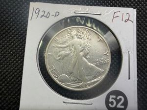 1920-D Walking Liberty Silver Half Dollar Marked F12 When Purchased- Greysheet Wholesale Value for an F12 is $80