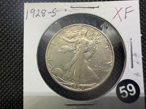 1928-S Walking Liberty Silver Half Dollar Marked XF When Purchased- Greysheet Wholesale Value for an XF40 is $275