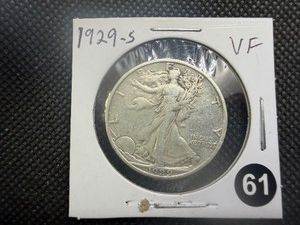 1929-S Walking Liberty Silver Half Dollar Marked VF When Purchased - Greysheet Wholesale Value for a VF20 is $48