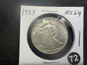 1937 Walking Liberty Silver Half Dollar Marked MS64 When Purchased - Greysheet Wholesale Value for an MS64 is $125