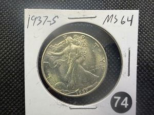 1937-S Walking Liberty Silver Half Dollar Marked MS64 When Purchased - Greysheet Wholesale Value for an MS64 is $315