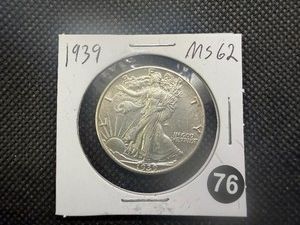 1939 Walking Liberty Silver Half Dollar Marked MS62 When Purchased - Greysheet Wholesale Value for an MS62 is $55