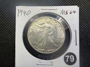 1940 Walking Liberty Silver Half Dollar Marked MS64 When Purchased - Greysheet Wholesale Value for an MS64 is $90
