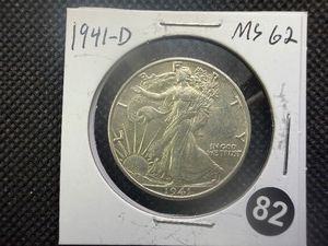 1941-D Walking Liberty Silver Half Dollar Marked MS62 When Purchased