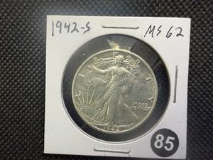 1942-S Walking Liberty Silver Half Dollar Marked MS62 When Purchased