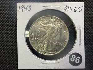 1943 Walking Liberty Silver Half Dollar Marked MS65 When Purchased - Greysheet Wholesale Value for an MS65 is $85