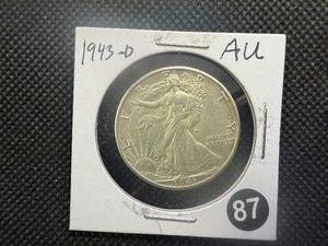 1943-D Walking Liberty Silver Half Dollar Marked AU When Purchased