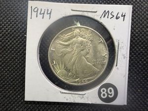 1944 Walking Liberty Silver Half Dollar Marked MS64 When Purchased - Greysheet Wholesale Value for an MS64 is $70
