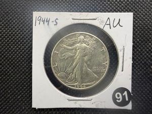 1944-S Walking Liberty Silver Half Dollar Marked AU When Purchased